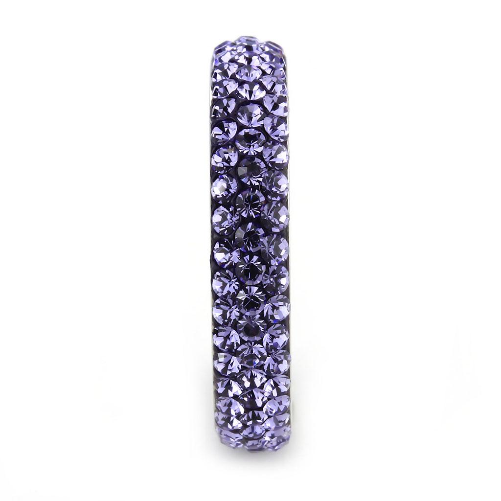 TK3540 - High polished (no plating) Stainless Steel Ring with Top Grade Crystal in Tanzanite